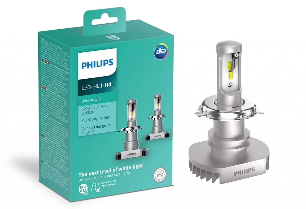 Лампа светодиодная Philips Ultinon LED H4 (P43t) 12V 15W, 11342ULWX2, 2 шт