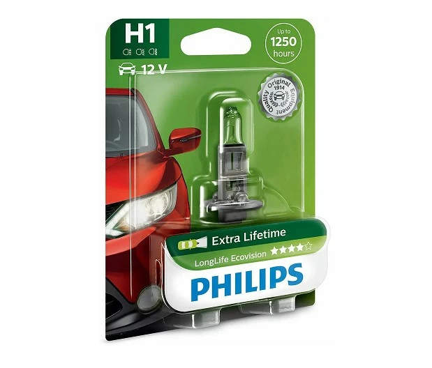Лампа галогенная Philips H1 12V 55W, 12258LLECOB1, 1 шт