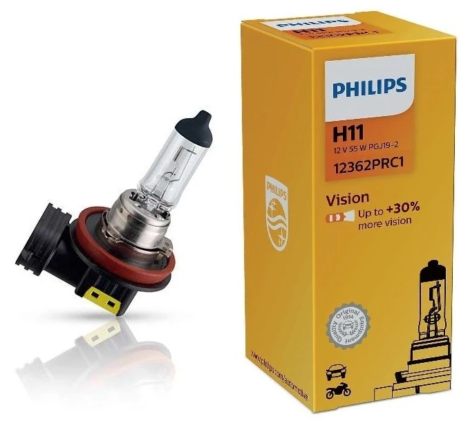 Лампа галогенная Philips Vision H11 (PGJ19-2) 12V 55W, 12362PRC1, 1 шт