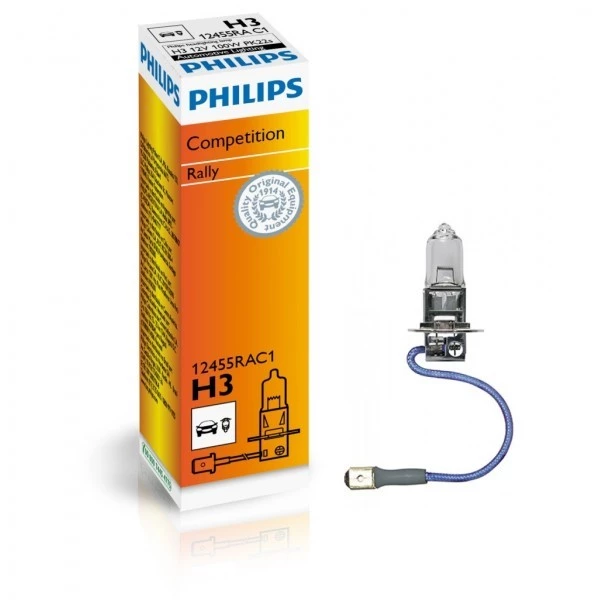 Лампа галогенная Philips H3 (PK22S) 12V 100W, 12455RAC1, 1 шт