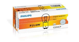 Лампа подсветки P21/4W 12V 21/4W PHILIPS (2-х нитьевая, со смещенным центром)