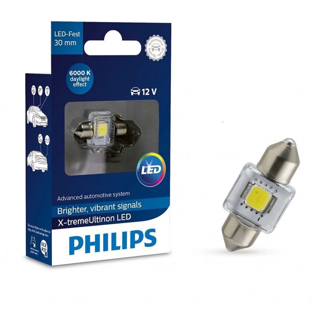 Лампа светодиодная Philips X-treme Ultinon LED T11/C5W (SV8.5) 12V, 129416000KX1, 1 шт