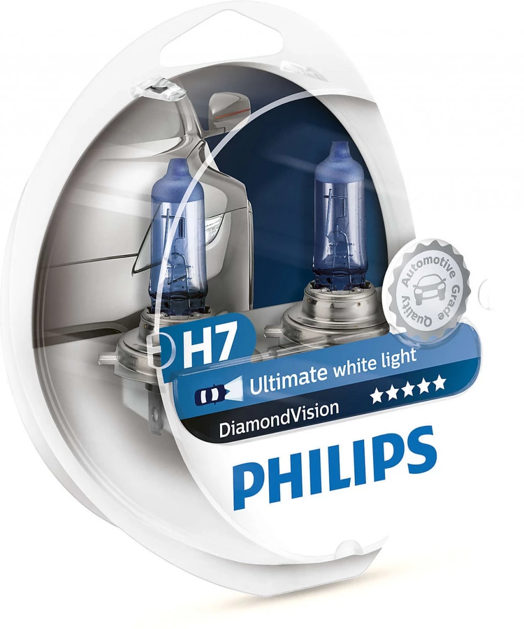 Лампа галогенная Philips Diamond Vision H7 (PX26d) 12V 55W, 12972DVS2, 2 шт