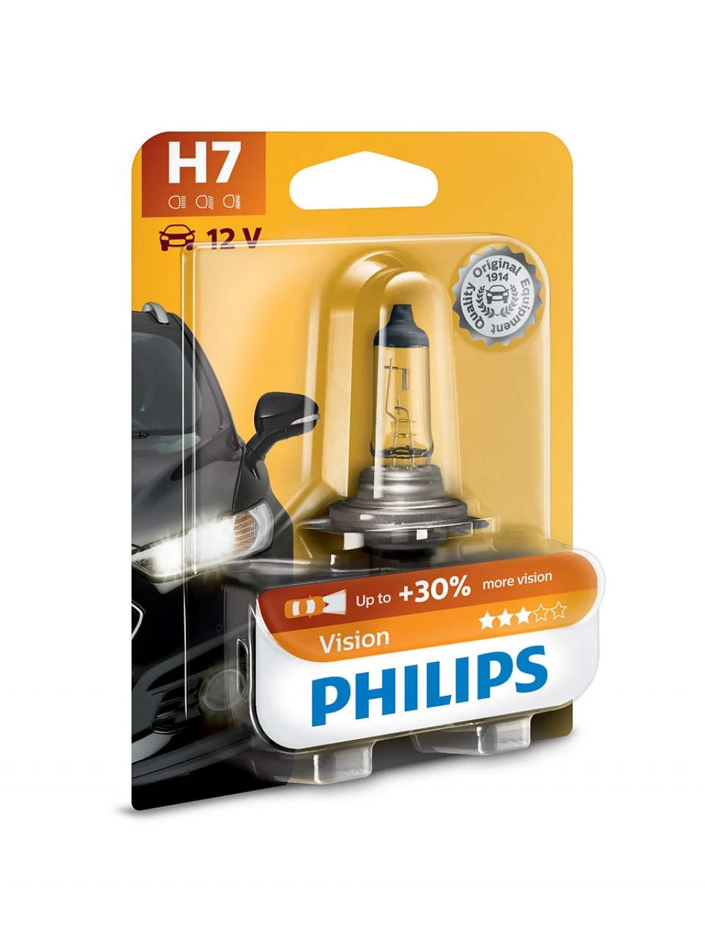 Лампа галогенная Philips Vision H7 (PX26d) 12V 55W, 12972PRB1, 1 шт