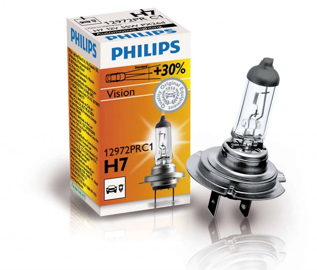 Лампа галогенная Philips Vision H7 (PX26d) 12V 55W, 12972PRC1, 1 шт
