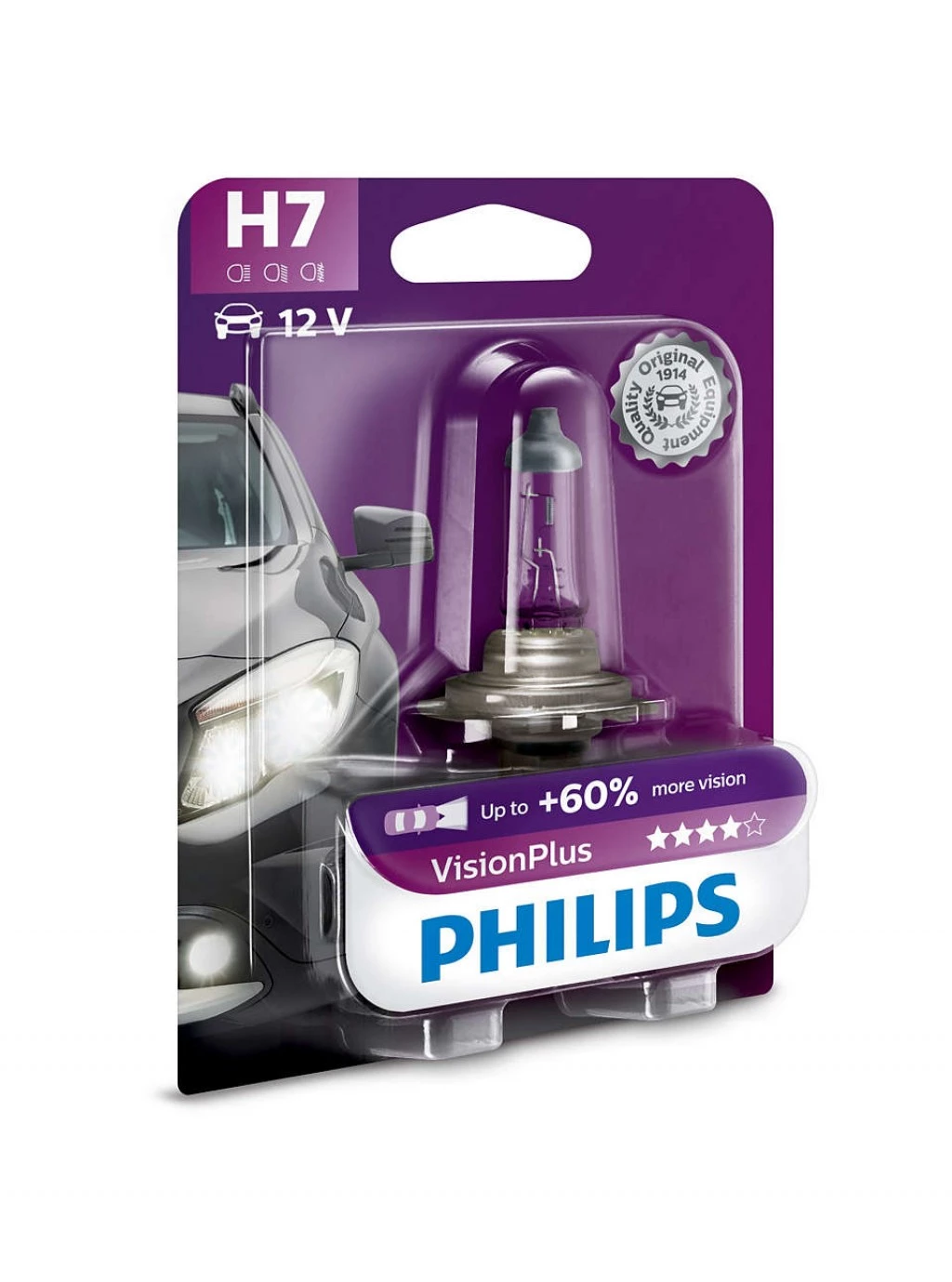 Лампа галогенная Philips Vision Plus H7 (PX26d) 12V 55W, 12972VPB1, 1 шт