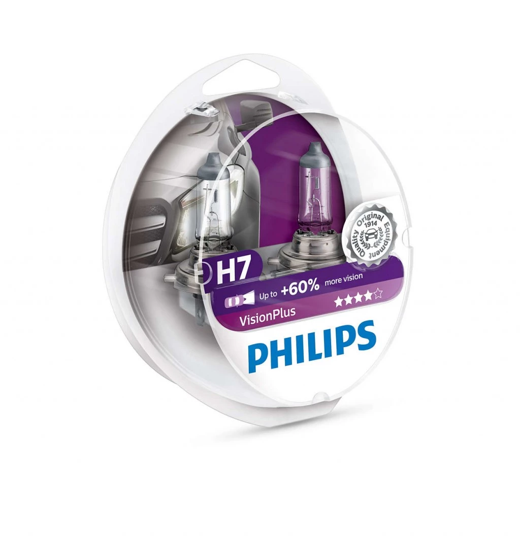 Лампа галогенная Philips Vision Plus H7 (PX26d) 12V 55W, 12972VPS2, 2 шт