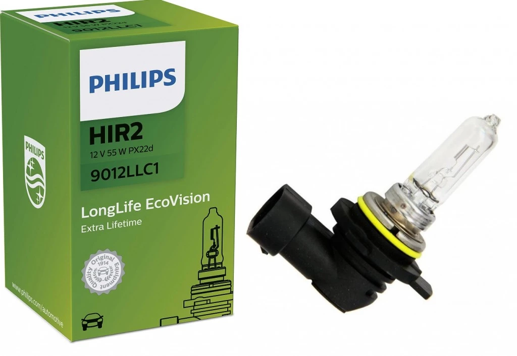 Лампа галогенная Philips LongLife EcoVision HIR2 (PX22d) 12V 55W, 9012LLC1, 1 шт