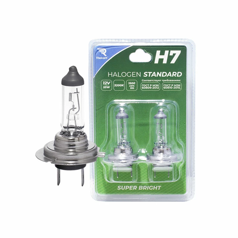 Лампа галогенная REKZIT STANDARD H7 12V 55W, 90076, 2 шт