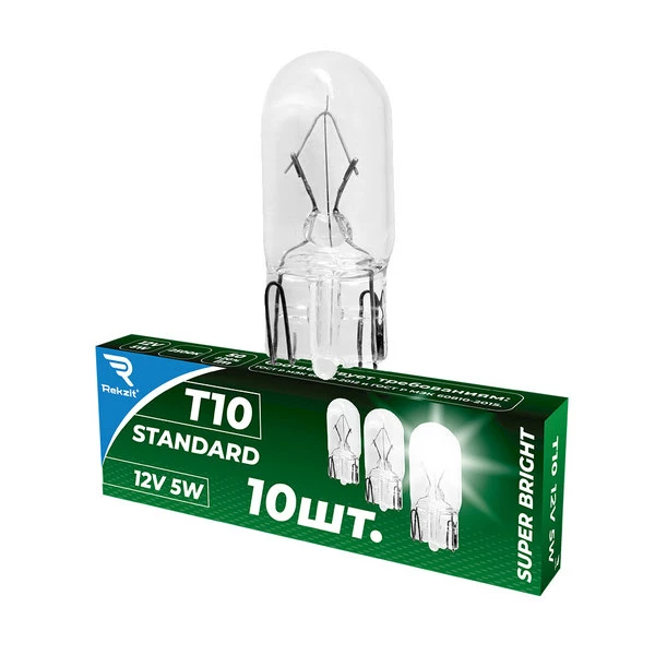 Лампа галогенная REKZIT STANDARD T10 12V 5W, 90350, 1 шт