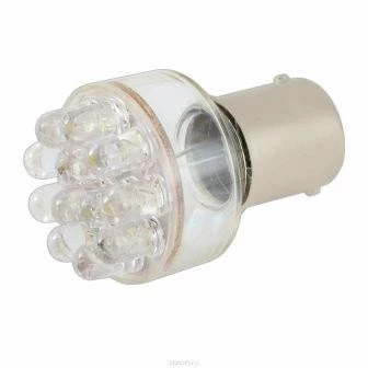 Лампа подсветки светодиодная S25 12V SKYWAY (12 диодов с цоколем 1-контактная Белая)