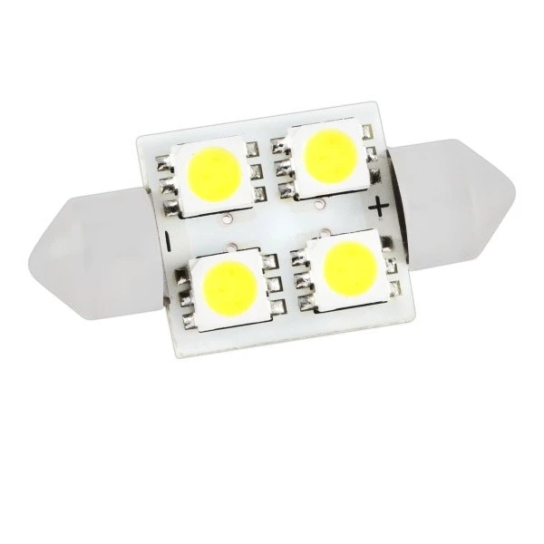 Лампа подсветки светодиодная C5W 12V SKYWAY ( 4 SMD диода c цоколем 31мм 1-контактная Белая)