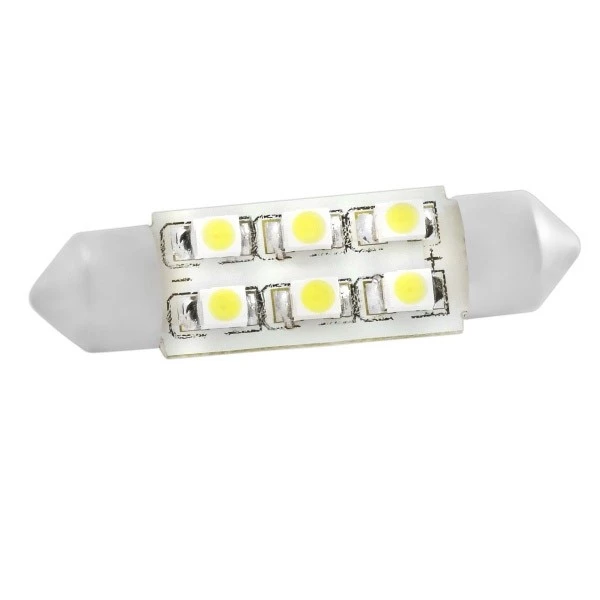 Лампа подсветки светодиодная C5W 12V SKYWAY (T11, 6 SMD, с цоколем 39 мм, 1-конт, белая)