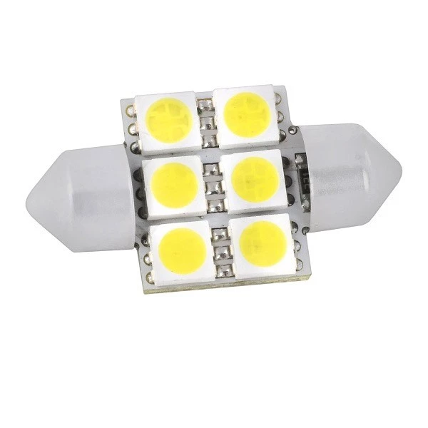 Лампа подсветки светодиодная C5W 12V SKYWAY (T11, 6 SMD, с цоколем 31 мм, 1-конт, белая)
