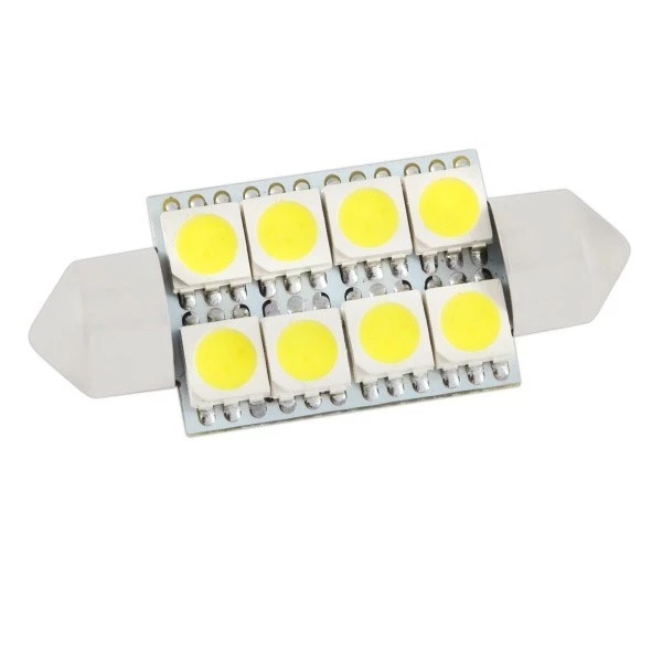 Лампа подсветки светодиодная C5W 12V SKYWAY (T11, 8 SMD, с цоколем 39 мм, 1-конт, белая)