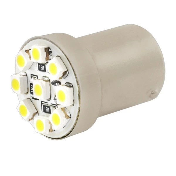 Лампа подсветки светодиодная R10W 12V SKYWAY (9 SMD диодов, с цоколем, 1-контактная, белая)