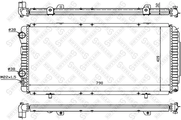 Радиатор системы охлаждения Stellox 10-25027-SX