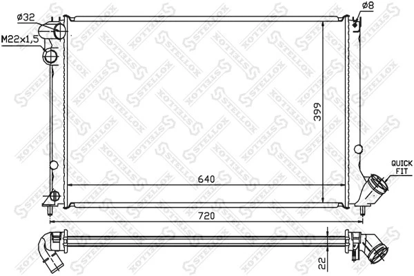 Радиатор системы охлаждения Stellox 10-25105-SX