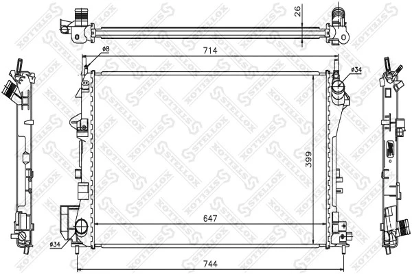 Радиатор системы охлаждения Stellox 10-26002-SX