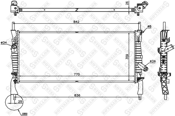 Радиатор системы охлаждения Stellox 10-26752-SX