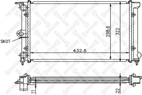 10-25002-SX_РАДИАТОР СИСТЕМЫ ОХЛАЖДЕНИЯ! VW GOLF/PASSAT 1.0-1.8 83> Stellox 1025002sx Stellox 102500