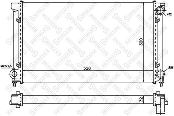 10-25003-SX_РАДИАТОР СИСТЕМЫ ОХЛАЖДЕНИЯ! VW PASSAT 1.6/1.8 88-92 Stellox 1025003sx Stellox 1025003sx