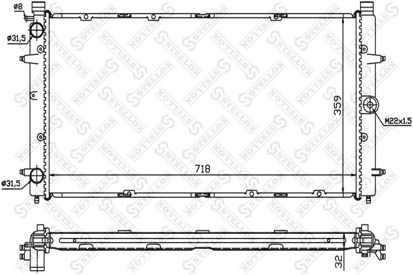 10-25008-SX_РАДИАТОР СИСТЕМЫ ОХЛАЖДЕНИЯ! VW T4 1.8-2.5TDI 91> Stellox 1025008sx