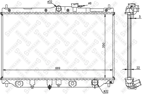 Радиатор системы охлаждения Stellox 10-25032-SX