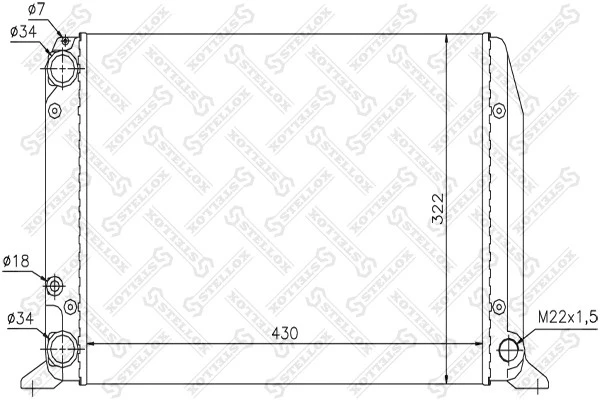 10-25043-SX_РАДИАТОР СИСТЕМЫ ОХЛАЖДЕНИЯ! РАЗМЕРЫ СОТ: 430Х322 AUDI 80 1.3- Stellox 1025043sx Stellox