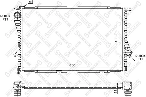 10-25044-SX_РАДИАТОР СИСТЕМЫ ОХЛАЖДЕНИЯ! BMW E39/E38 2.0-4.4 98> Stellox 1025044sx Stellox 1025044sx