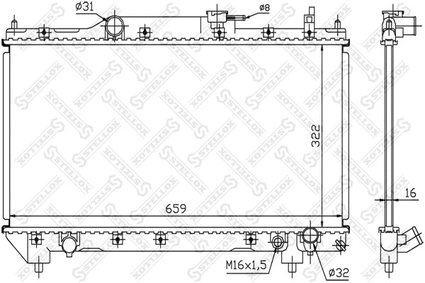 10-25113-SX_РАДИАТОР СИСТЕМЫ ОХЛАЖДЕНИЯ! TOYOTA AVENSIS 2.0I 16V 98-00 Stellox 1025113sx