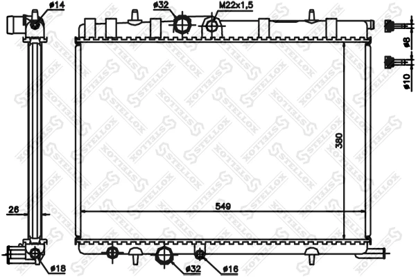 10-25354-SX_РАДИАТОР СИСТЕМЫ ОХЛАЖДЕНИЯ! CITROEN C4, PEUGEOT 307 1.4 03> Stellox 1025354SX Stellox 1