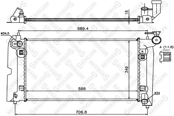 10-25362-SX_РАДИАТОР СИСТЕМЫ ОХЛАЖДЕНИЯ! TOYOTA COROLLA 1.4/1.6 01> Stellox 1025362sx Stellox 102536