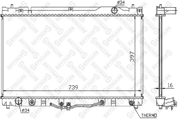 10-25463-SX_РАДИАТОР СИСТЕМЫ ОХЛАЖДЕНИЯ! АКПП/ TOYOTA CAMRY/ES300 3.0 02> Stellox 1025463sx