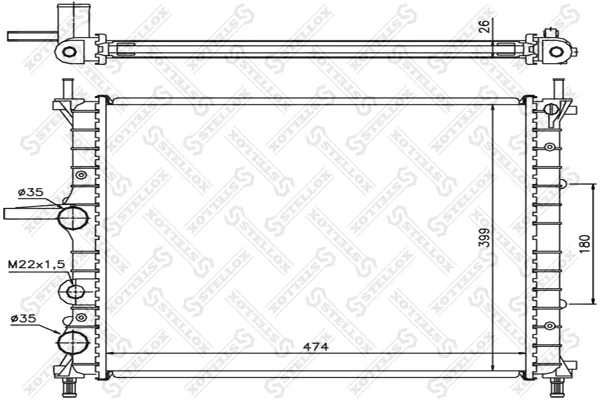 10-25727-SX_РАДИАТОР СИСТЕМЫ ОХЛАЖДЕНИЯ! С AC FIAT MAREA 1.6 16V 00>/BRAVA Stellox 1025727sx