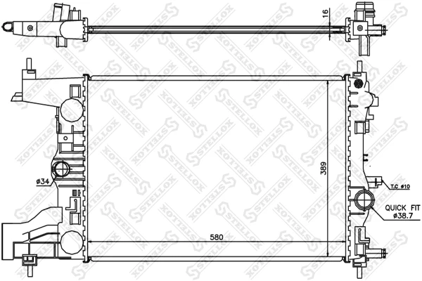 10-26032-SX_РАДИАТОР СИСТЕМЫ ОХЛАЖДЕНИЯ! OPEL ASTRA J 1.4 16V/1.6 16V 10>/ Stellox 1026032sx Stellox