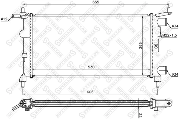 10-26075-SX_РАДИАТОР СИСТЕМЫ ОХЛАЖДЕНИЯ! БЕЗ AC OPEL CORSA 1.0/1.2I 96> Stellox 1026075sx Stellox 10