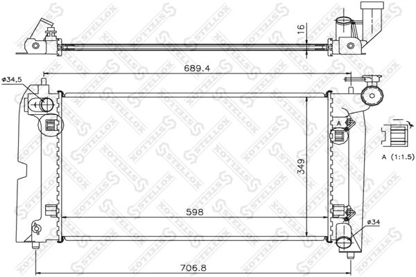 10-26309-SX_РАДИАТОР СИСТЕМЫ ОХЛАЖДЕНИЯ! АКПП TOYOTA AVENSIS/COROLLA 1.4-1 Stellox 1026309sx Stellox