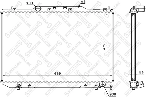 РАДИАТОР СИСТЕМЫ ОХЛАЖДЕНИЯ Stellox 1026386sx