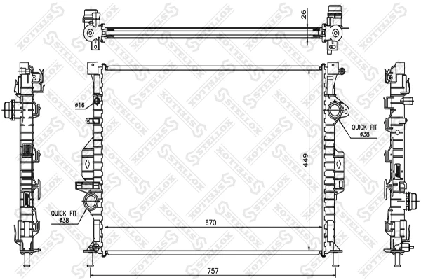 10-26464-SX_РАДИАТОР ОХЛАЖДЕНИЯ! АКПП FORD MONDEO 2.0TDCI 07> Stellox 1026464sx Stellox 1026464sx