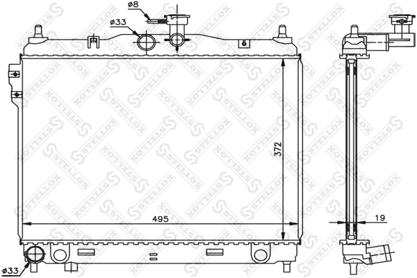 10-26603-SX_РАДИАТОР СИСТЕМЫ ОХЛАЖДЕНИЯ! МКПП HYUNDAI GETZ 1.1/1.3/1.6 02> Stellox 1026603sx Stellox