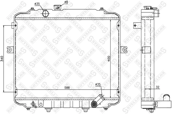 Радиатор системы охлаждения! Hyundai H100 2.5D 93> Stellox 1026607SX