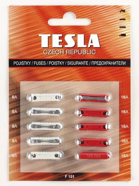 Предохранители 2101/08 Tesla (10 шт., 5х8А, 5х16А) F 151