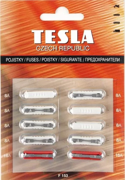 Предохранители 2101/08 Tesla (10 шт., 8х8А, 2х16А) F 153
