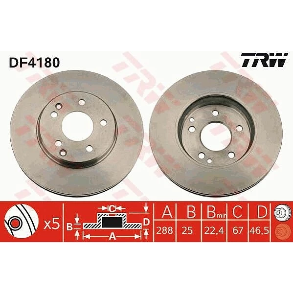 Диск тормозной TRW DF4180