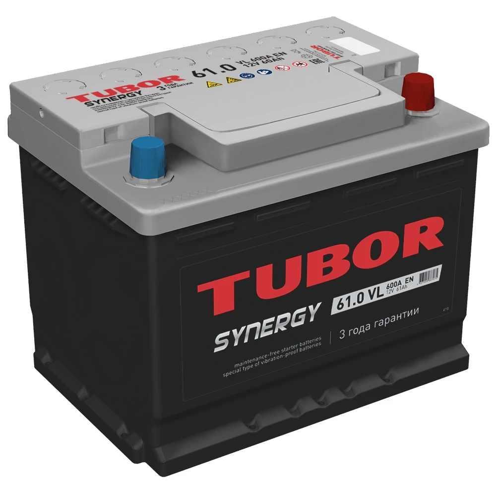 Аккумулятор легковой TUBOR Synergy 61 ач 600А Обратная полярность