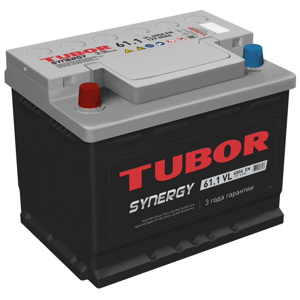 Аккумулятор легковой TUBOR Synergy 61 ач 600А Прямая полярность