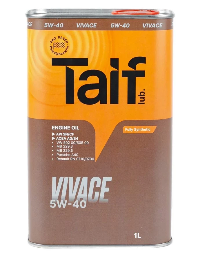 Моторное масло Taif Vivace 5W-40 синтетическое 1 л