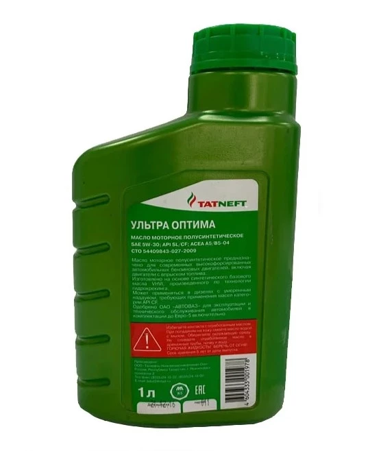 Моторное масло Tatneft Ультра-Оптима 5W-30 полусинтетическое 1 л