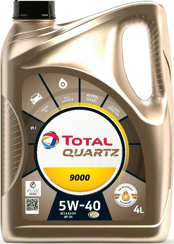 Моторное масло Total Quartz 9000 5W-40 A3/B4 SN/CF синтетическое 4 л
